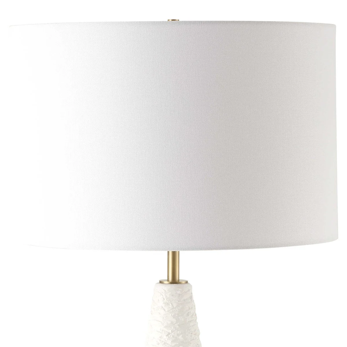 Uttermost Quite Antique Brass and White Ceramic The Buzz Floor Lamp With Linen Shade - Image 4