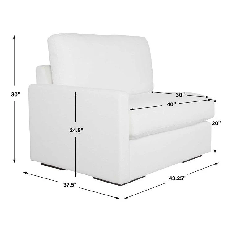 Uttermost Refuge Modular Left Arm Facing Piece ~ Ultra Plush Artic White Performance Fabric - Image 7
