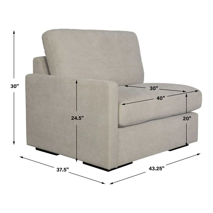 Uttermost Refuge Modular Left Arm Facing Piece ~ Velvety Sand Performance Fabric - Image 7