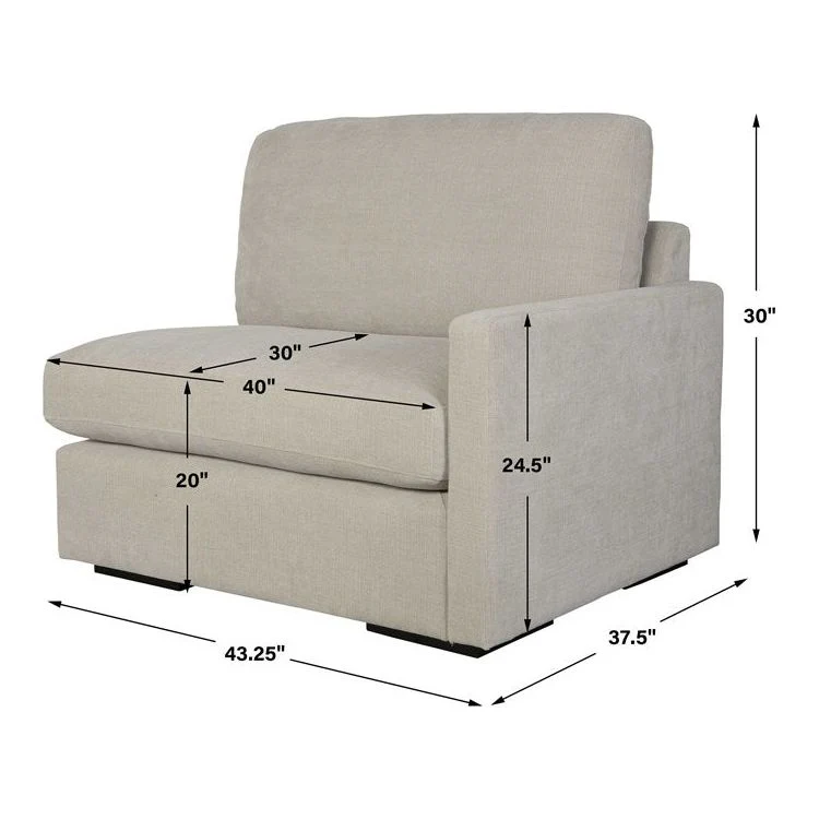 Uttermost Refuge Modular Right Arm Facing Piece ~ Velvety Sand Performance Fabric - Image 5