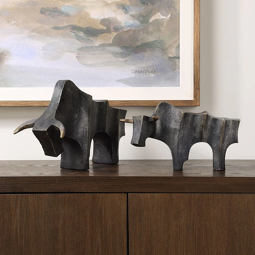 Uttermost Regal Bull Sculptures Set Of Two - Image 2