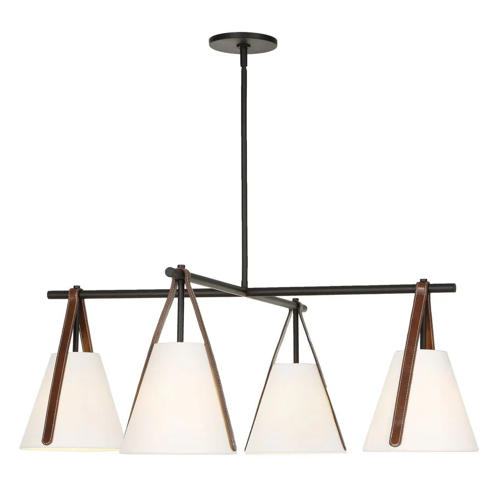 Uttermost Reins Saddle Brown Accent Straps 4 Light Chandelier - Image 4