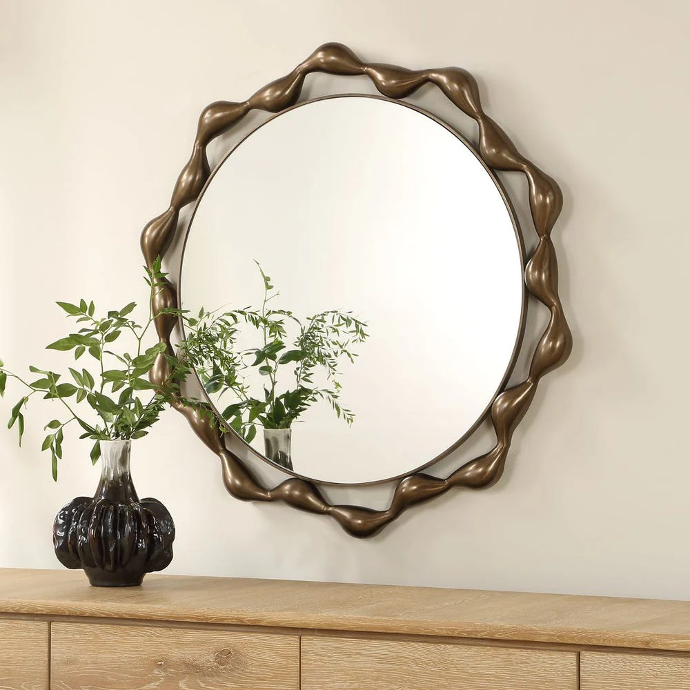 Uttermost Remolino Warm Bronze Cast Iron Round Mirror - Image 2