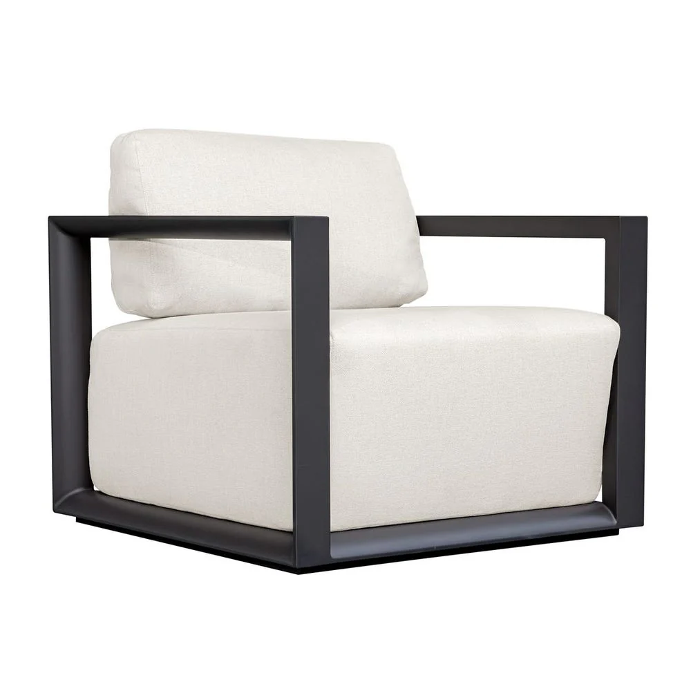 Uttermost Remsen Java Black Finish With Oyster White Fabric Outdoor Lounge Chair - Image 16