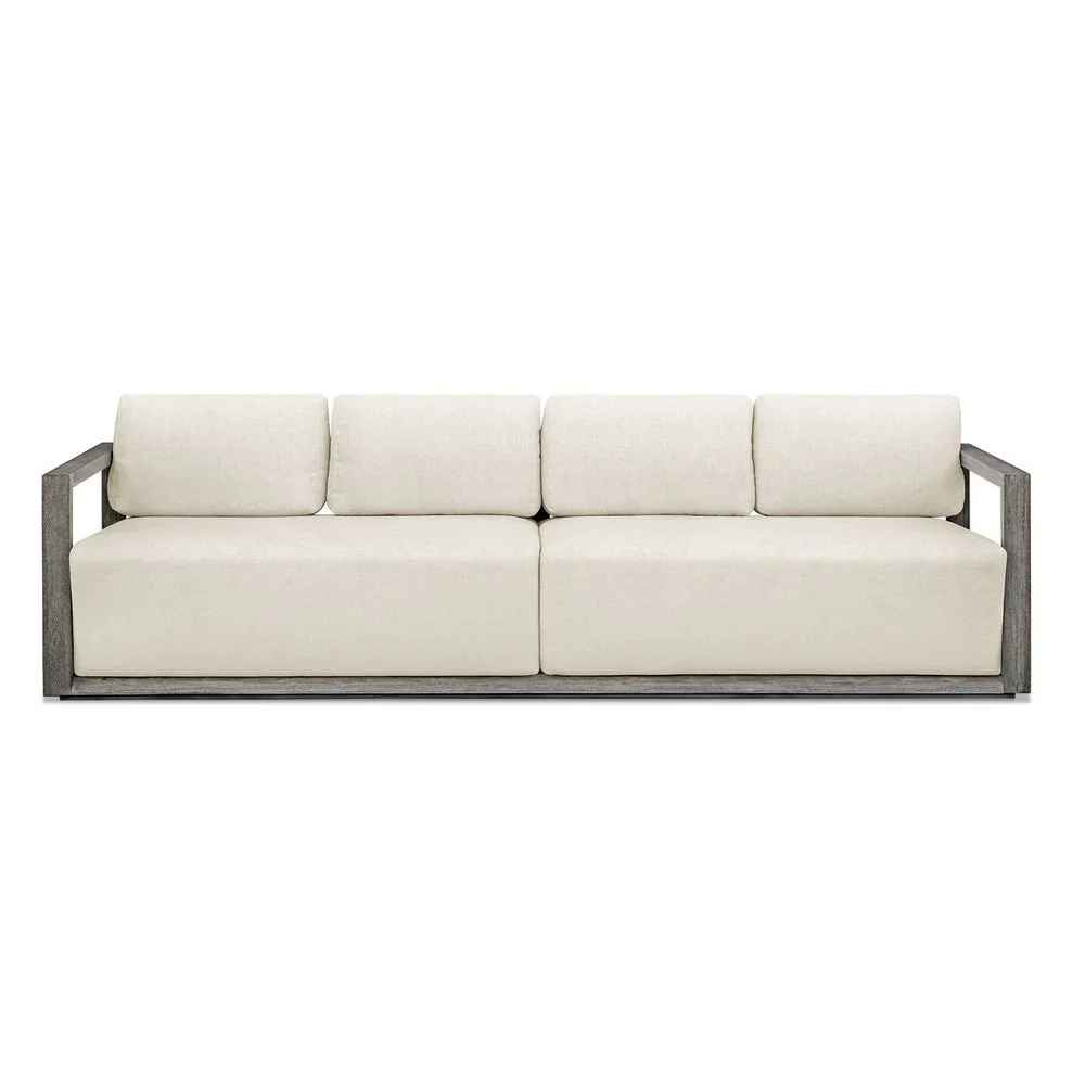 Uttermost Remsen Mahogany Wood With Oyster White Fabric Outdoor Sofa - Image 2