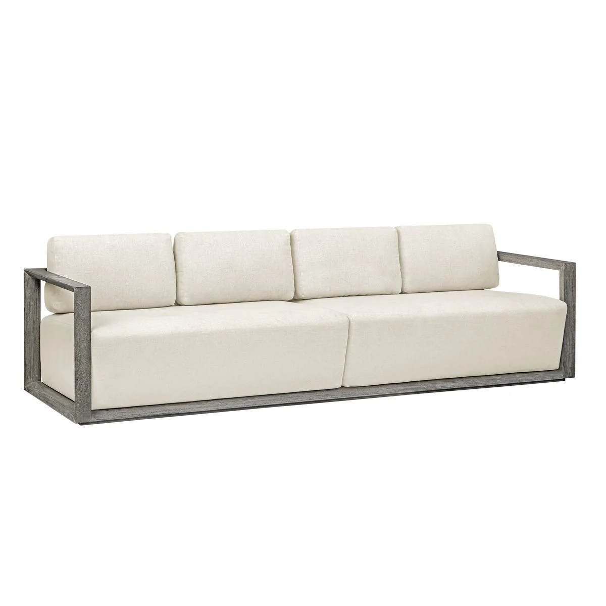 Uttermost Remsen Mahogany Wood With Oyster White Fabric Outdoor Sofa - Image 3
