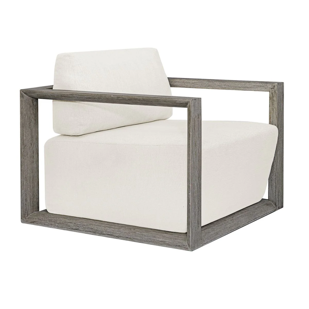 Uttermost Remsen Mahogany Wood With Oyster White Fabric Outdoor Swivel Lounge Chair - Image 3