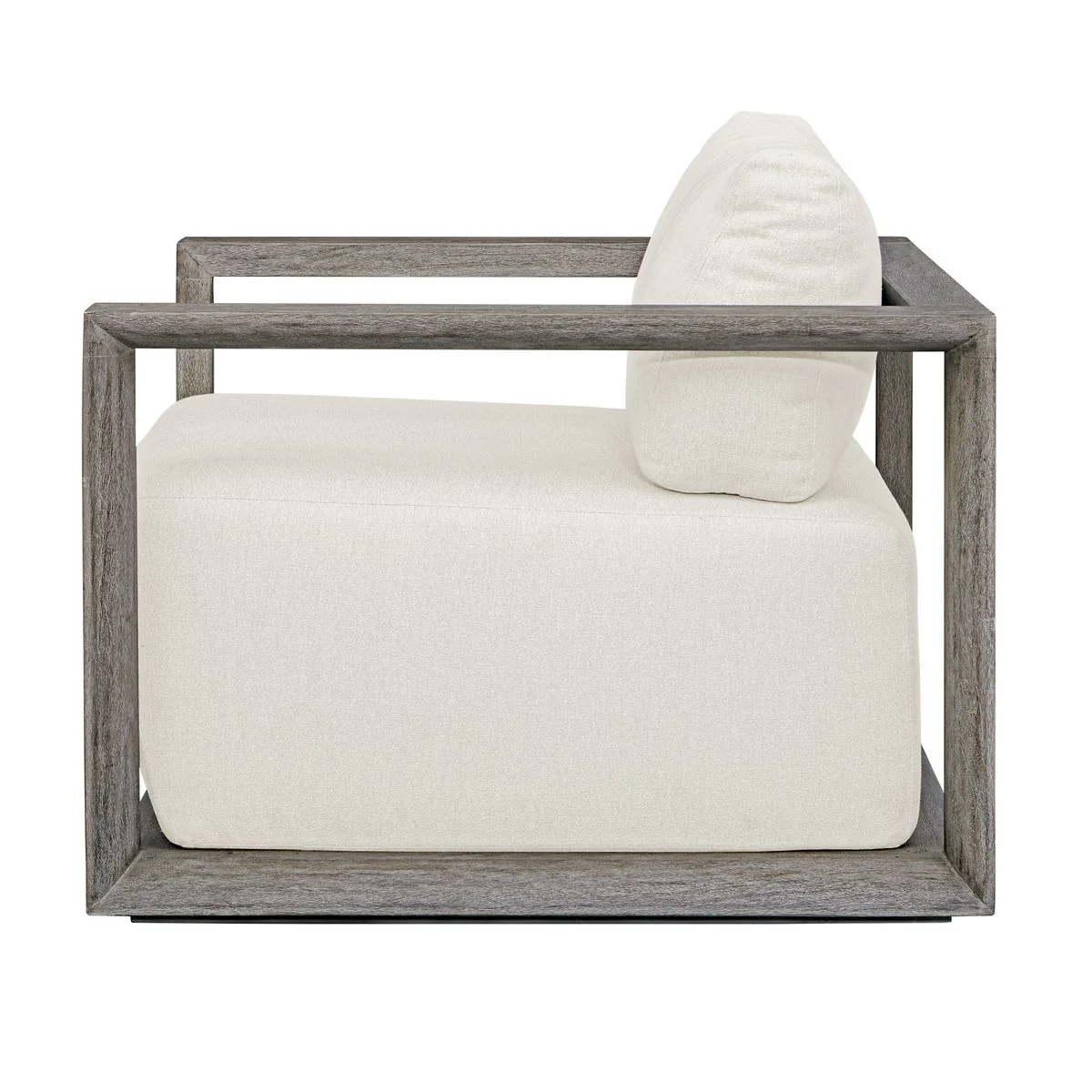 Uttermost Remsen Mahogany Wood With Oyster White Fabric Outdoor Swivel Lounge Chair - Image 4