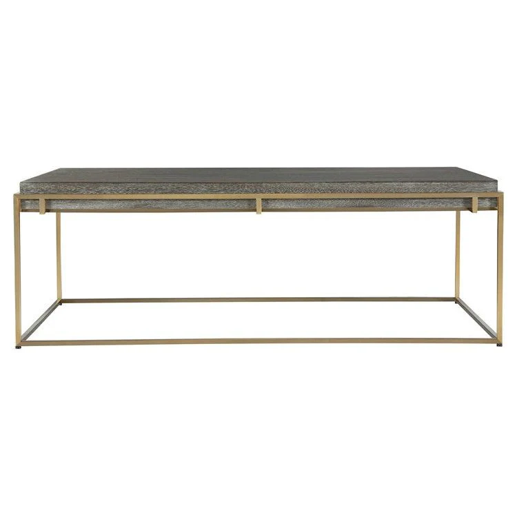 Uttermost Surround Acacia Walnut Stain with Gray Glaze Top Brushed Brass Coffee Table - Image 2