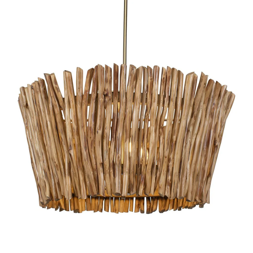 Uttermost Rhea Chandelier Trimmed Wooden Branches Shade - Image 2
