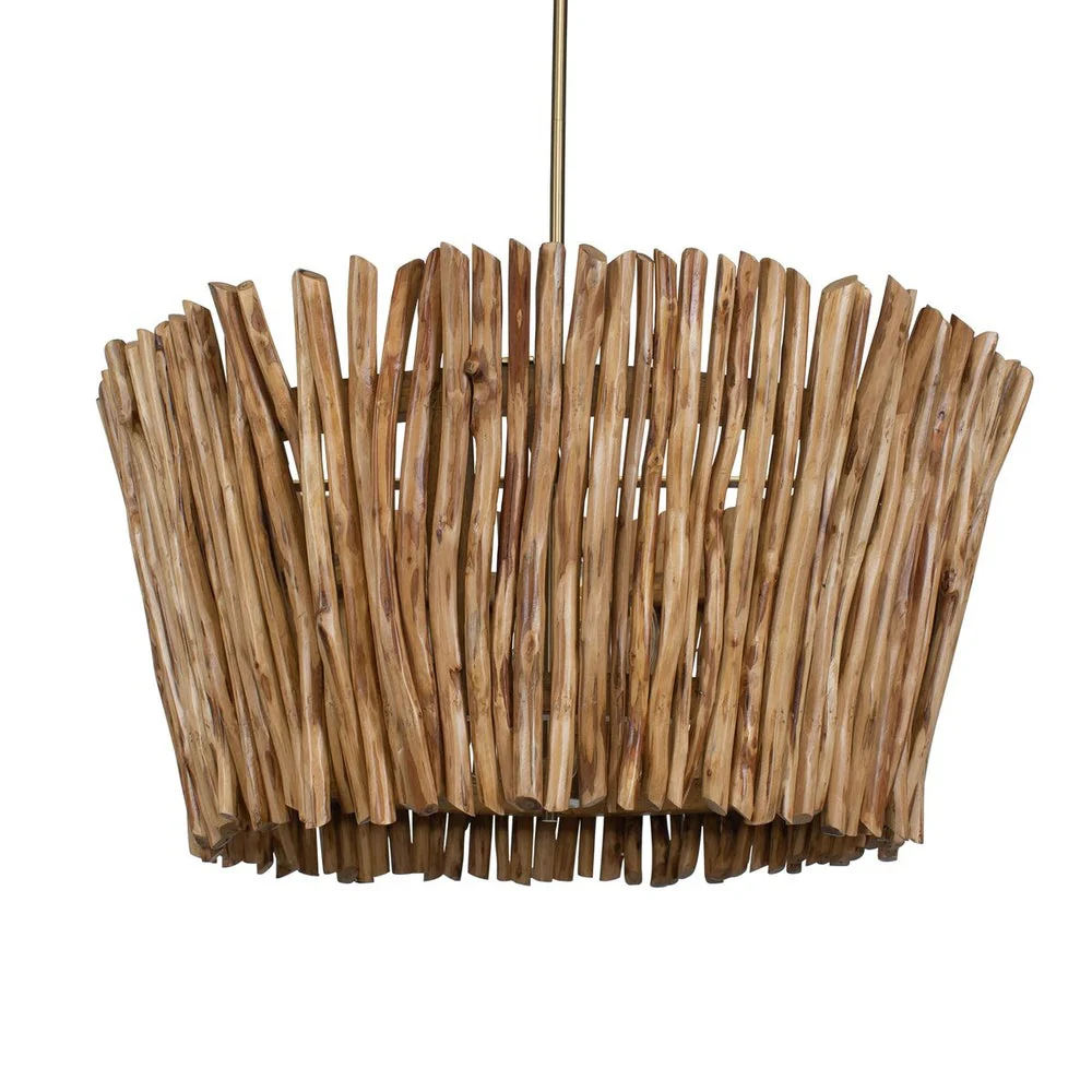 Uttermost Rhea Chandelier Trimmed Wooden Branches Shade - Image 3
