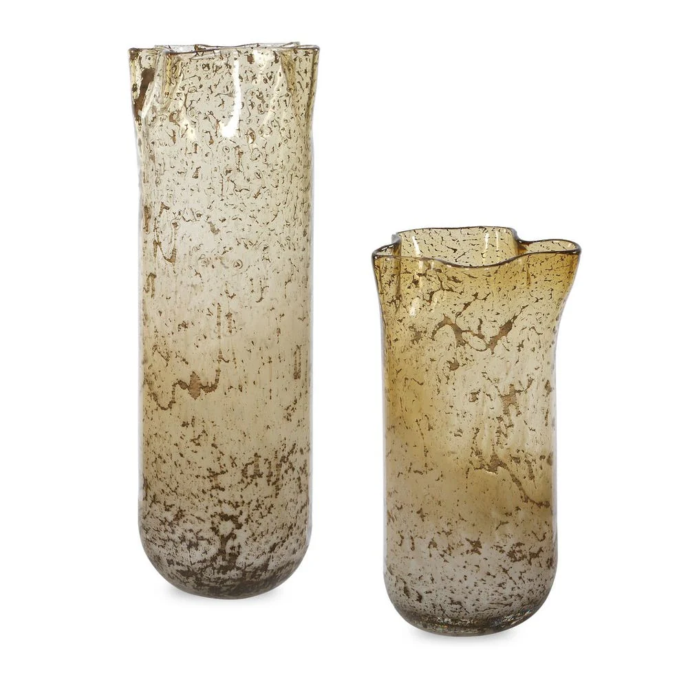 Uttermost Rhine Umber And Brown Glass Vases ~ Set of 2 - Image 2