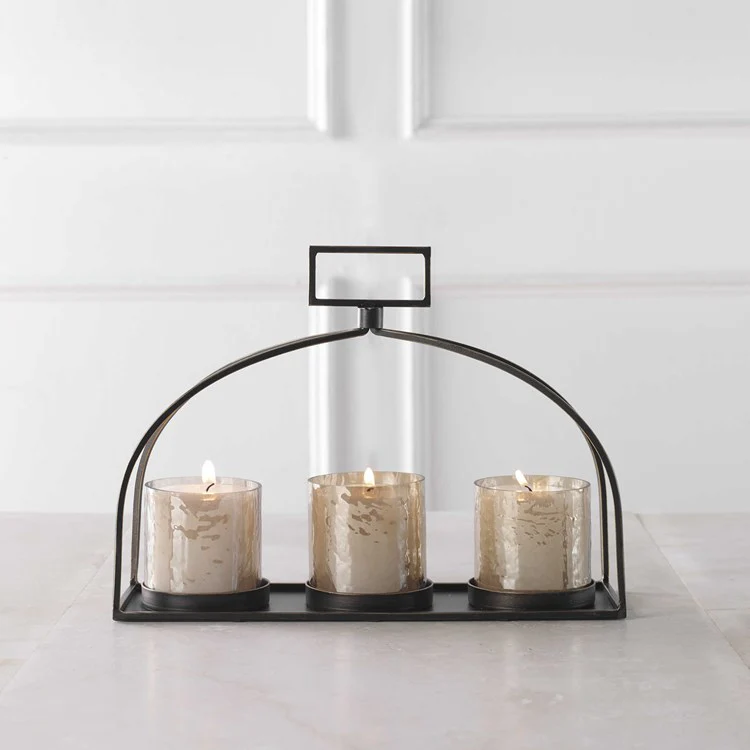 Uttermost Riad Dark Bronze Triple Candleholder ~ Candles Included