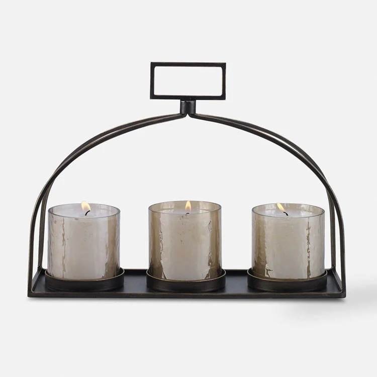 Uttermost Riad Dark Bronze Triple Candleholder ~ Candles Included - Image 2