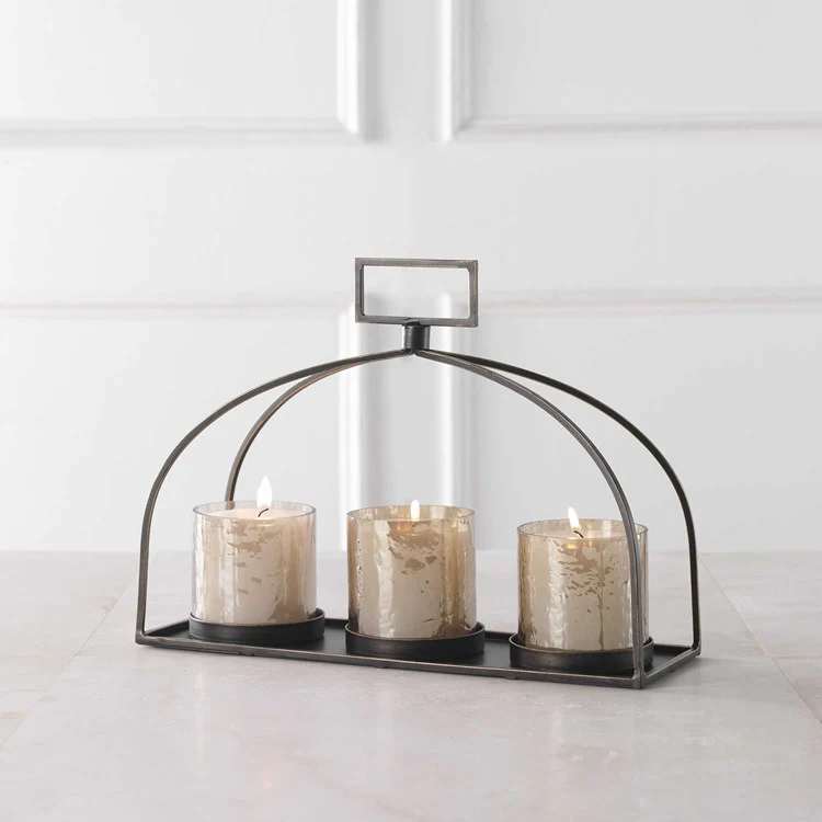Uttermost Riad Dark Bronze Triple Candleholder ~ Candles Included - Image 3