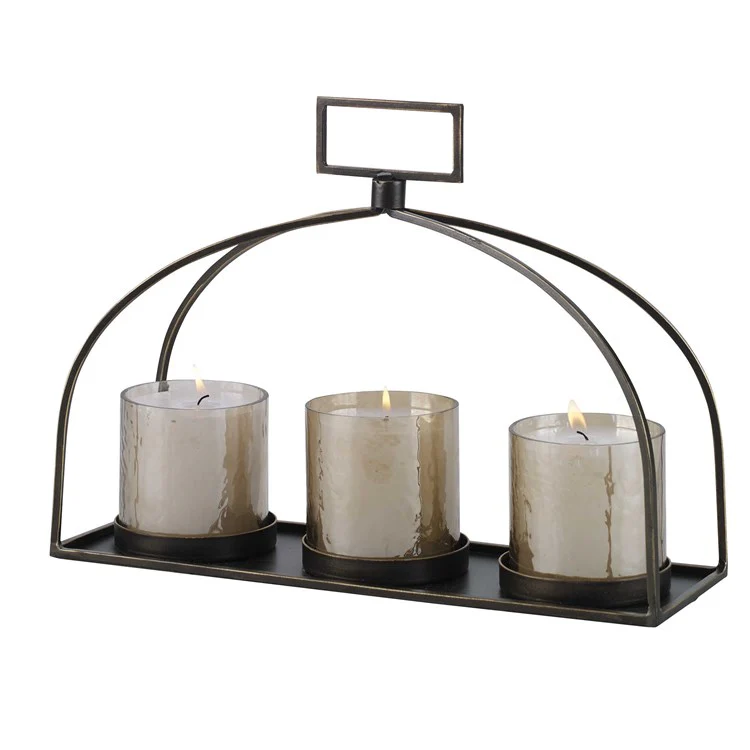 Uttermost Riad Dark Bronze Triple Candleholder ~ Candles Included - Image 4
