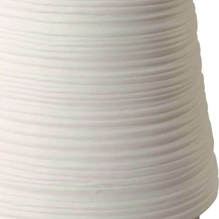 Uttermost Ridgeline White Textured Ceramic With Gold Metal Base Set of 2 Vases - Image 3