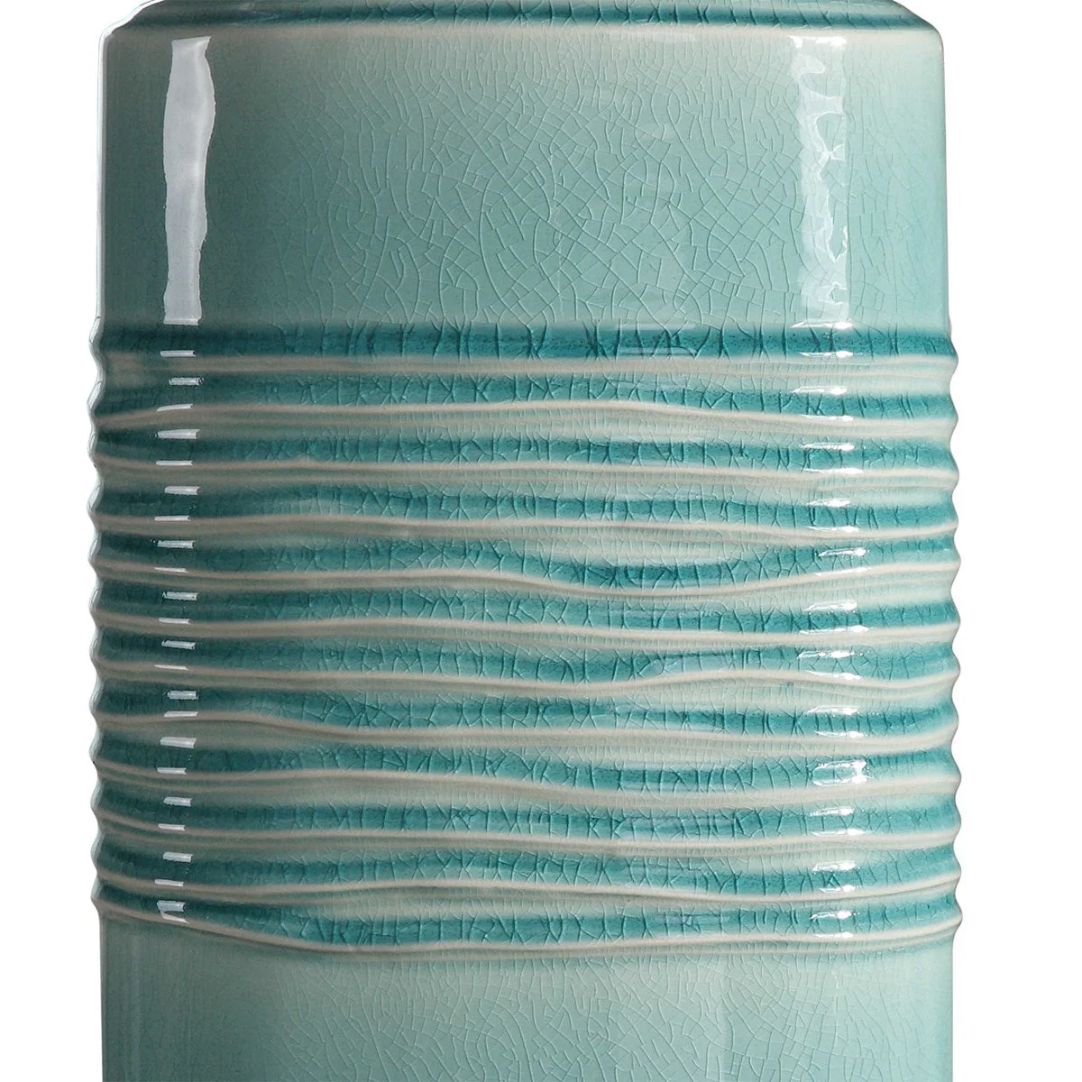 Uttermost Rila Teal Glazed Ceramic Table Lamp With Off-White Linen Shade - Image 4