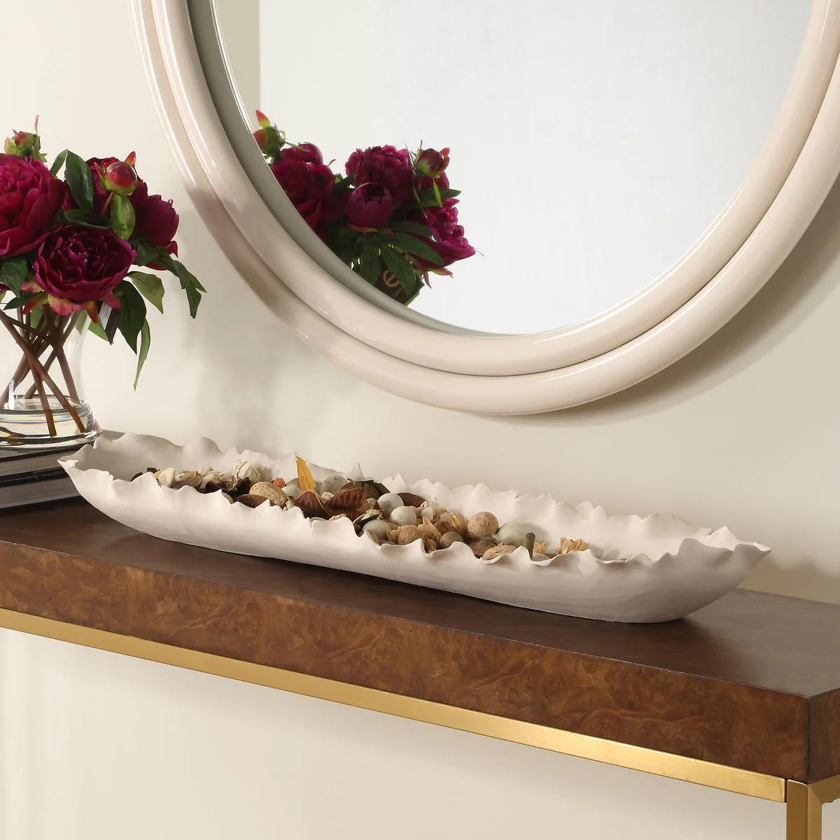 Uttermost Ripple Crest Matte White Finish Elongated Bowl - Image 2