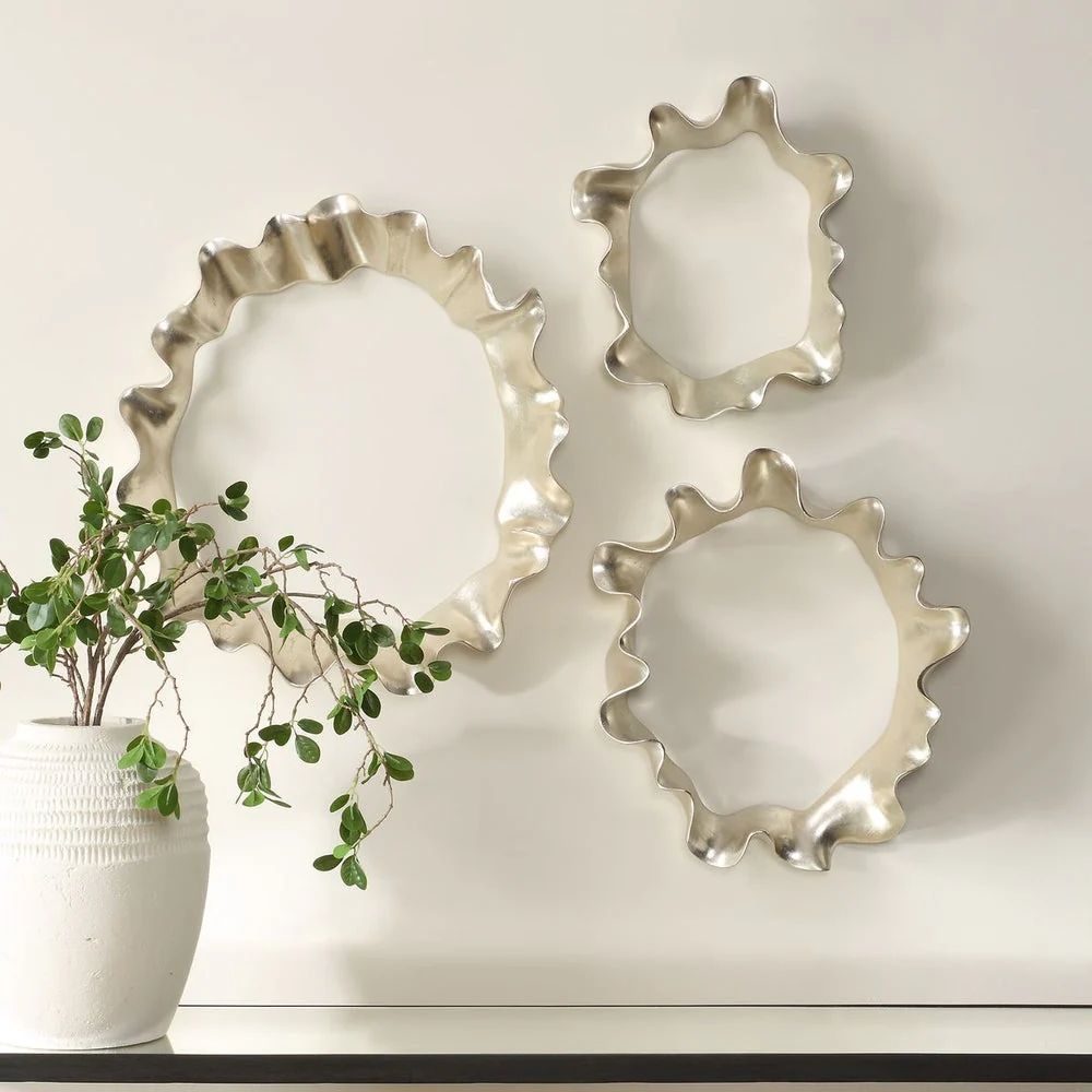 Uttermost Ripple Effect Sculpted Warm Silver Wall Decor ~ Set Of 3 - Image 2