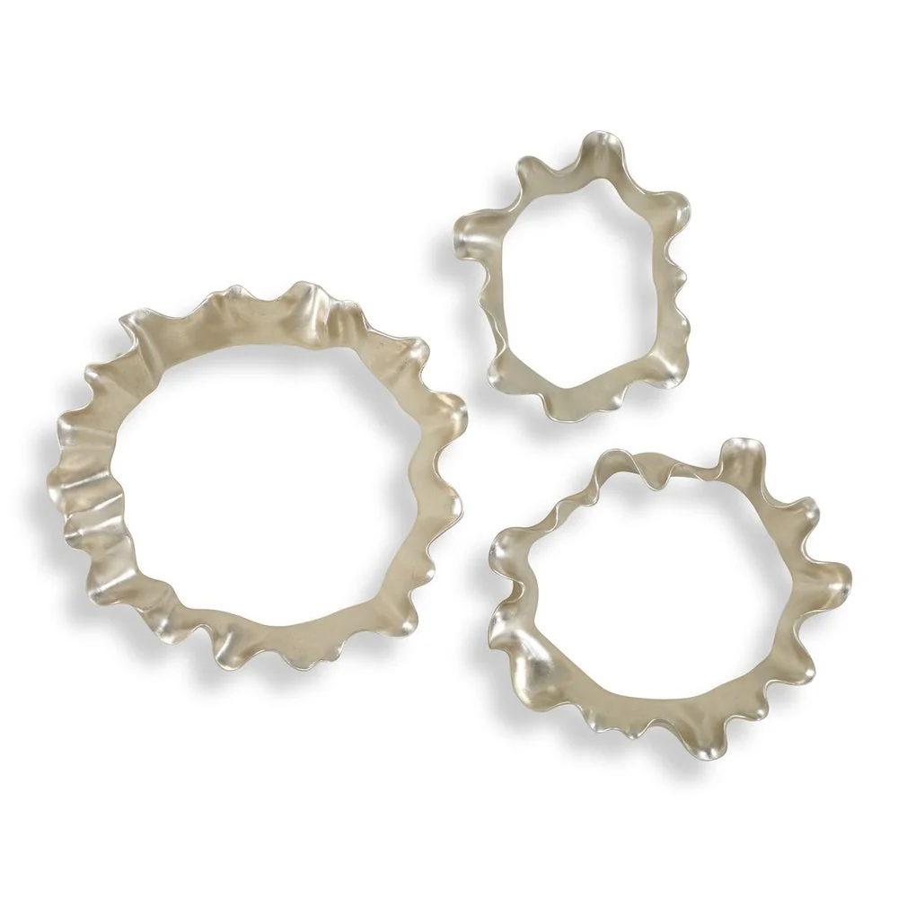 Uttermost Ripple Effect Sculpted Warm Silver Wall Decor ~ Set Of 3 - Image 4