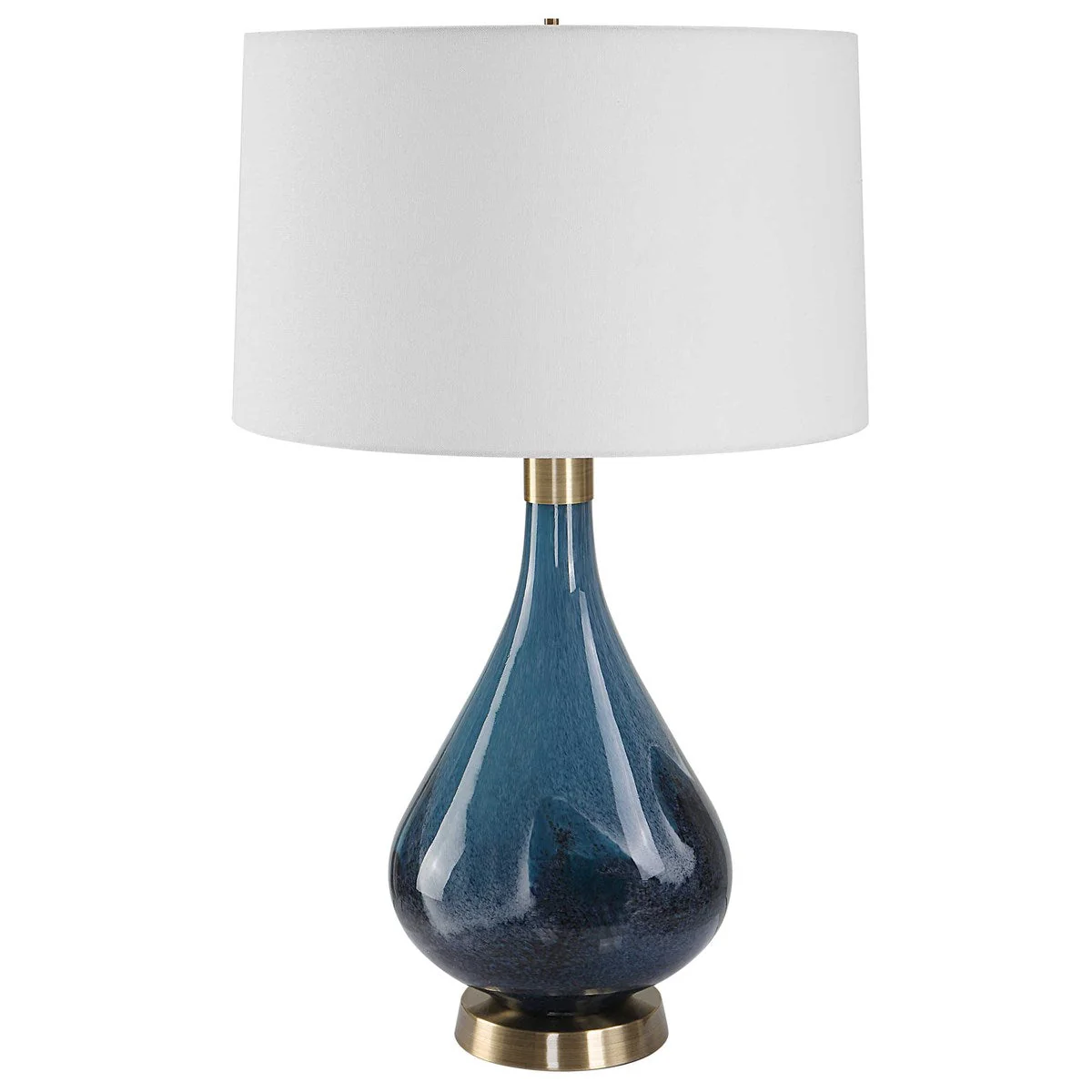 Uttermost Riviera Sapphire and Navy Blue Glass Table Lamp With White Linen Shade - Image 5