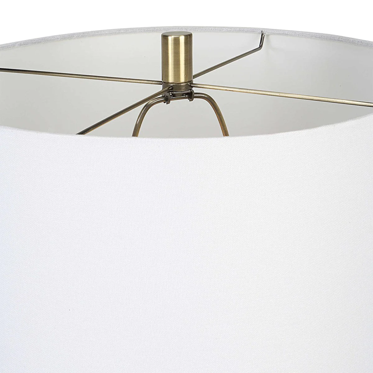 Uttermost Roan Clay, Taupe and Charcoal Ceramic Table Lamp With White Linen Shade - Image 5