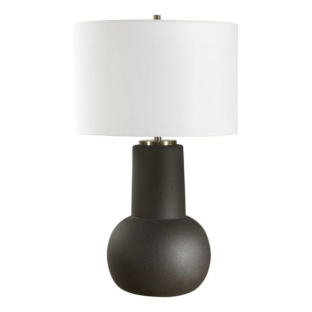 Uttermost Robson Rustic Bronze Glaze Table Lamp With Crisp White Linen Shade - Image 4