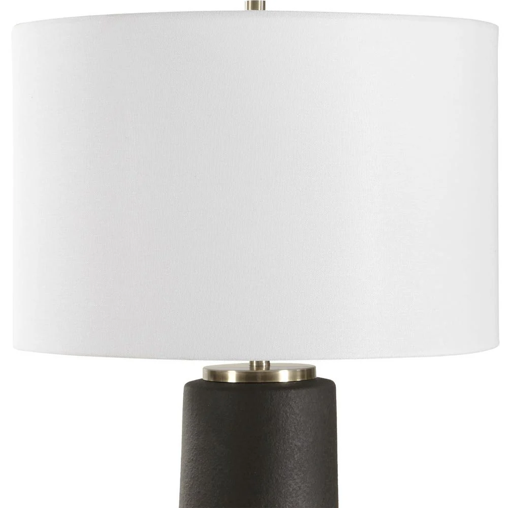 Uttermost Robson Rustic Bronze Glaze Table Lamp With Crisp White Linen Shade - Image 5