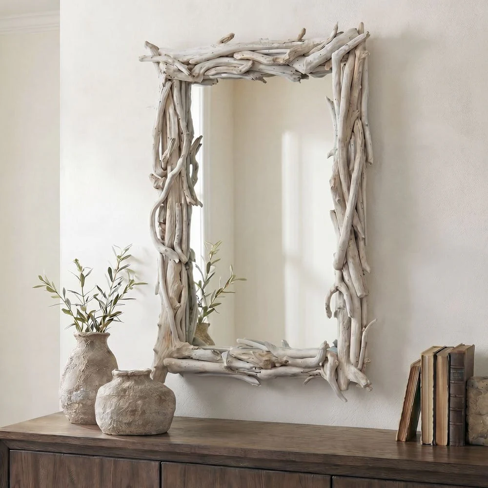 Uttermost Rooted Reflection Bleached Teak Wood Mirror