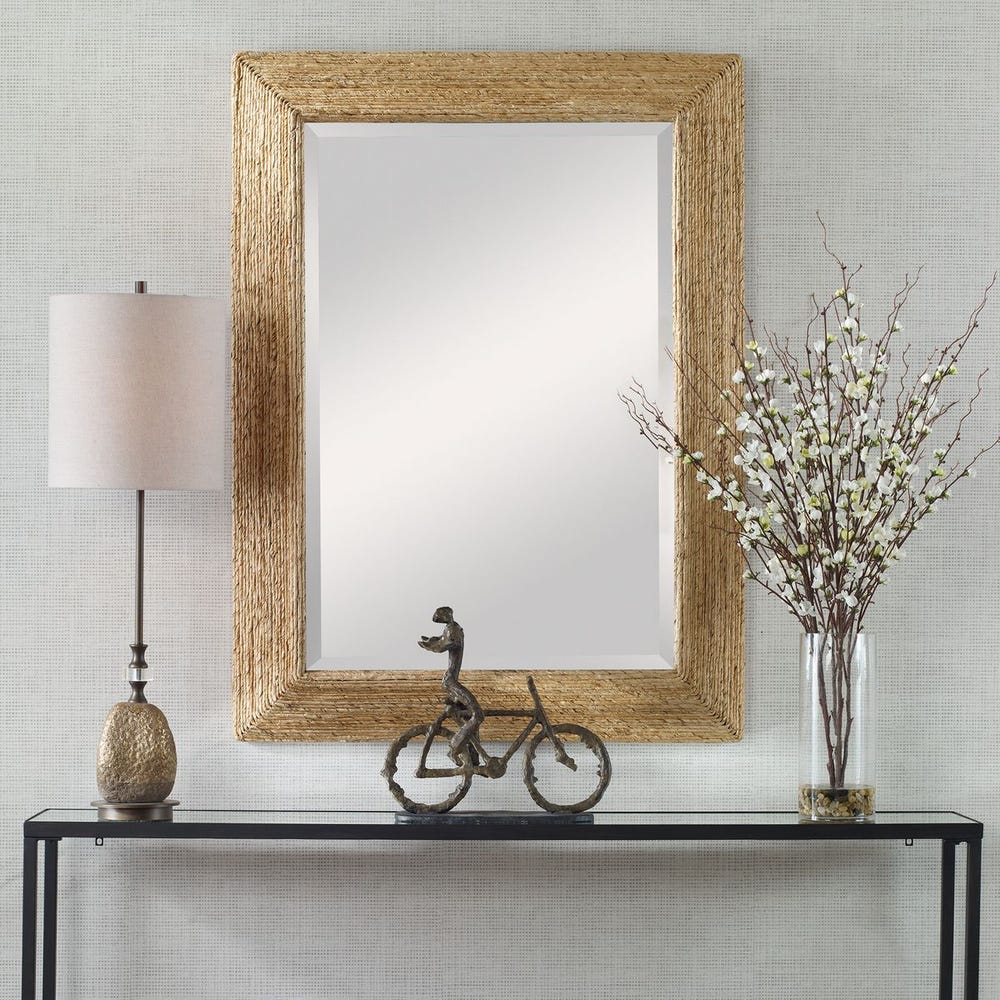 Uttermost Rora Natural Woven Banana Wrapped Coastal Style Mirror - Image 2