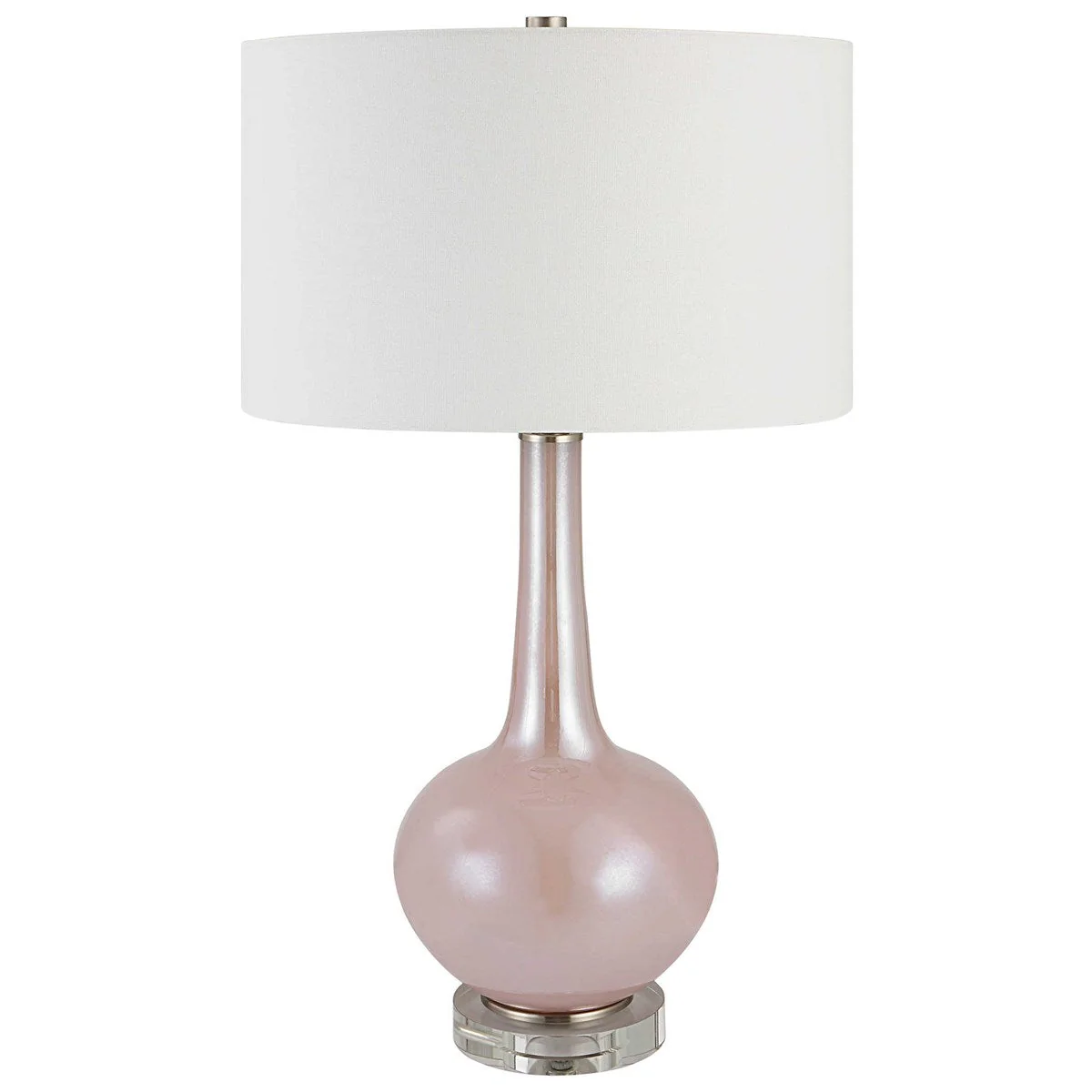 Uttermost Rosa Blush Pink Glass Table Lamp With White Shade - Image 4