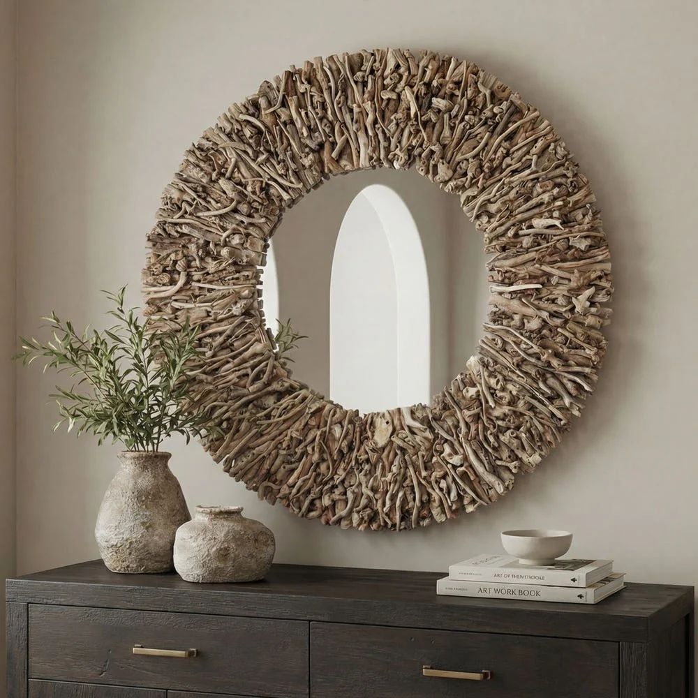 Uttermost Rossetti Interwoven Moringa Wood Branches Round Mirror