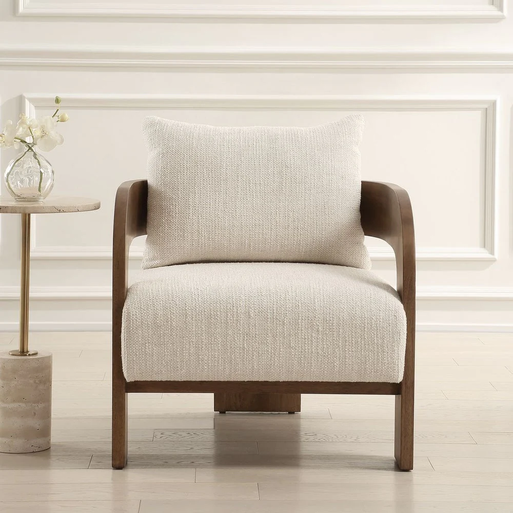 Uttermost Rowan Textured Ivory Boucle Accent Chair