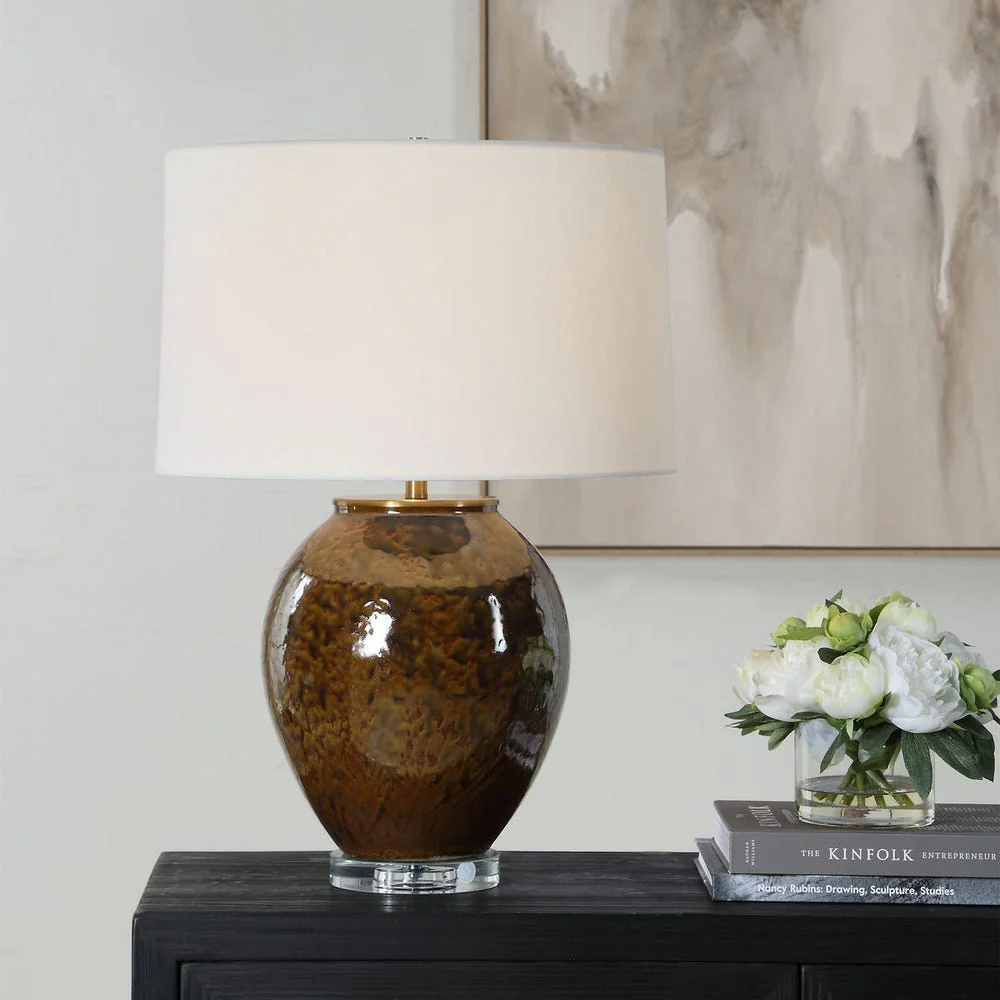 Uttermost Rye Rust Brown Glazed Table Lamp