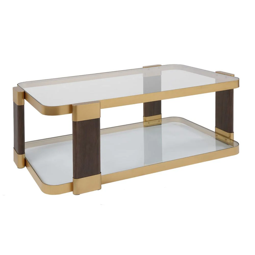 Uttermost Ryles Walnut Finish With Gold Accents Coffee Table - Image 4