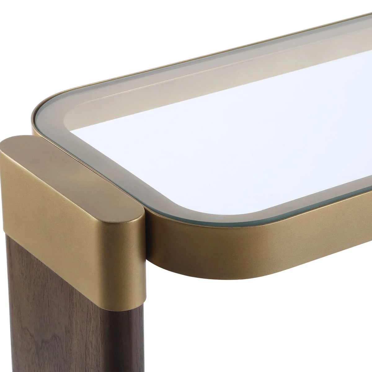 Uttermost Ryles Walnut With Gold Accents Console Table - Image 6