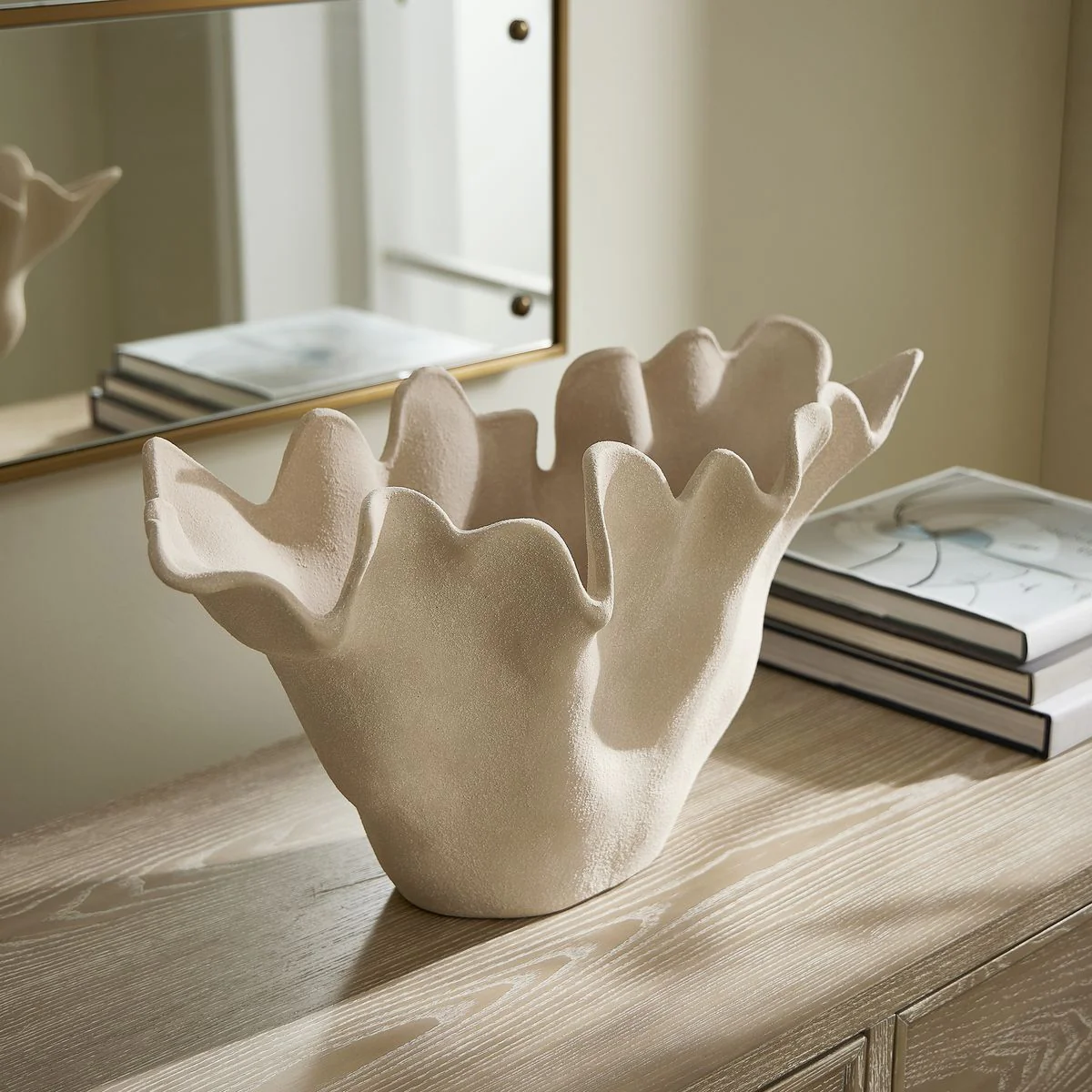 Uttermost Sand Dune Textured Ceramic Bowl ~ Indoor And Outdoor Use - Image 2