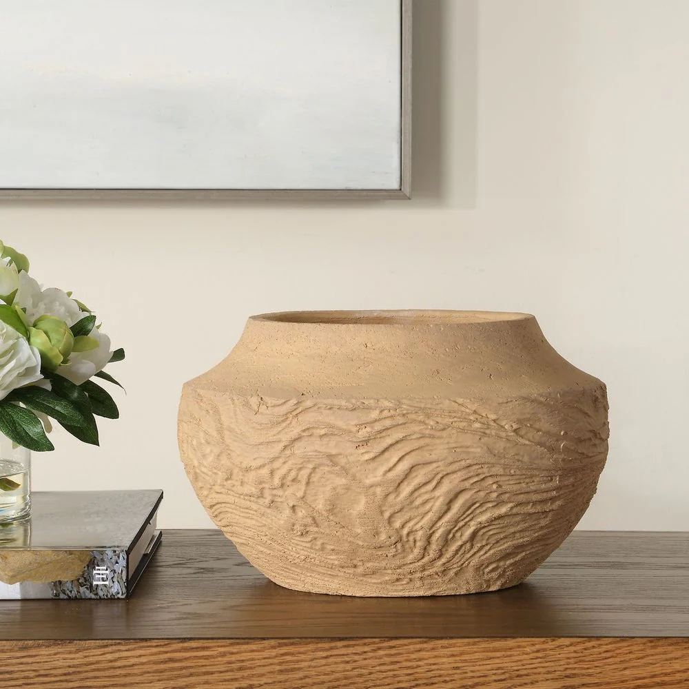Uttermost Sandstone Flow Terracotta Round Vase