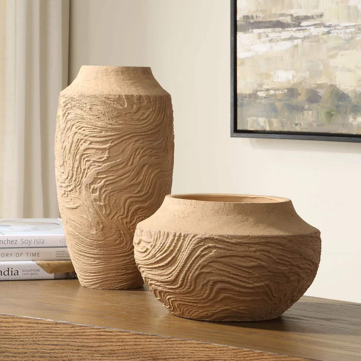 Uttermost Sandstone Flow Terracotta Round Vase - Image 3