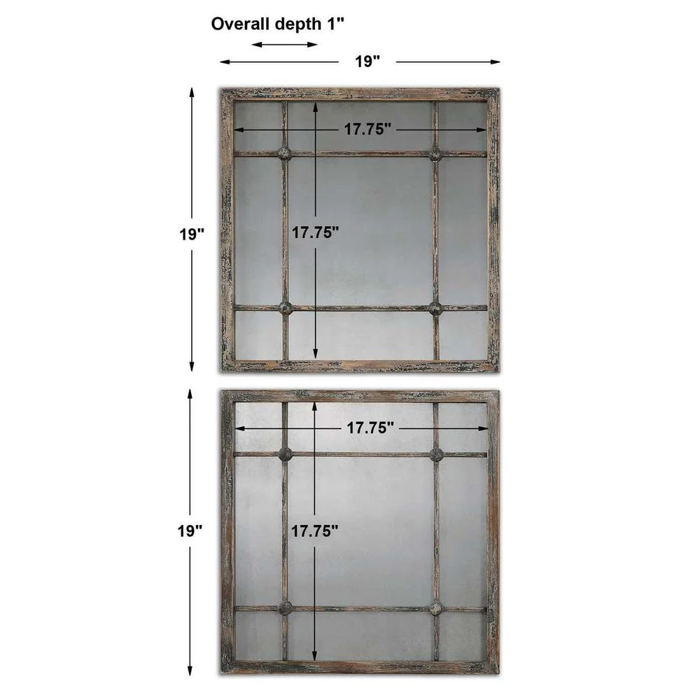 Uttermost Saragano Distressed Square Mirrors ~ Set Of 2 - Image 4