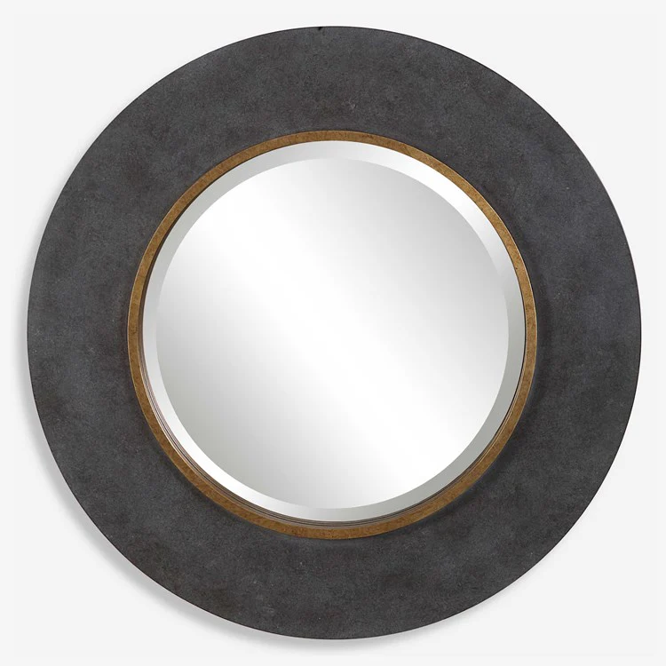 Uttermost Saul Mottled Charcoal Round Mirror - Image 2