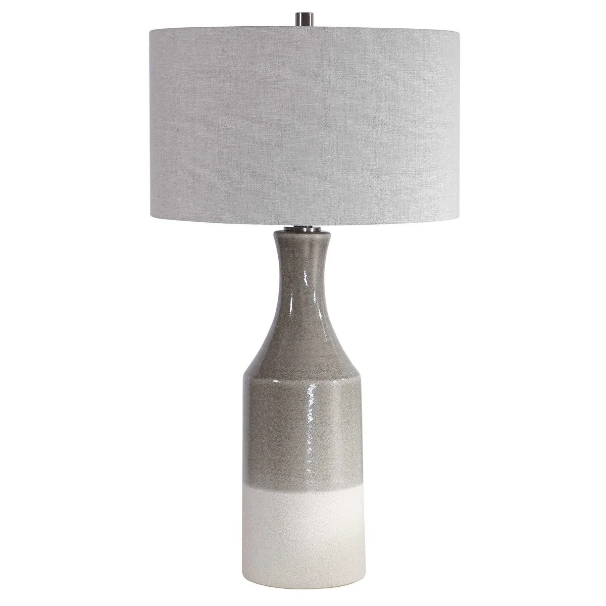 Uttermost Savin Glossy Gray Glazed Ceramic Table Lamp With Linen Shade - Image 4