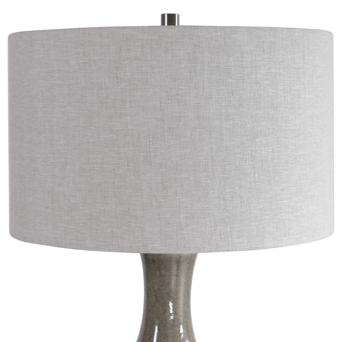 Uttermost Savin Glossy Gray Glazed Ceramic Table Lamp With Linen Shade - Image 5