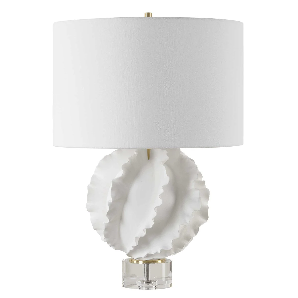 Uttermost Saylor White Glazed Ceramic Table Lamp With Linen Shade - Image 4