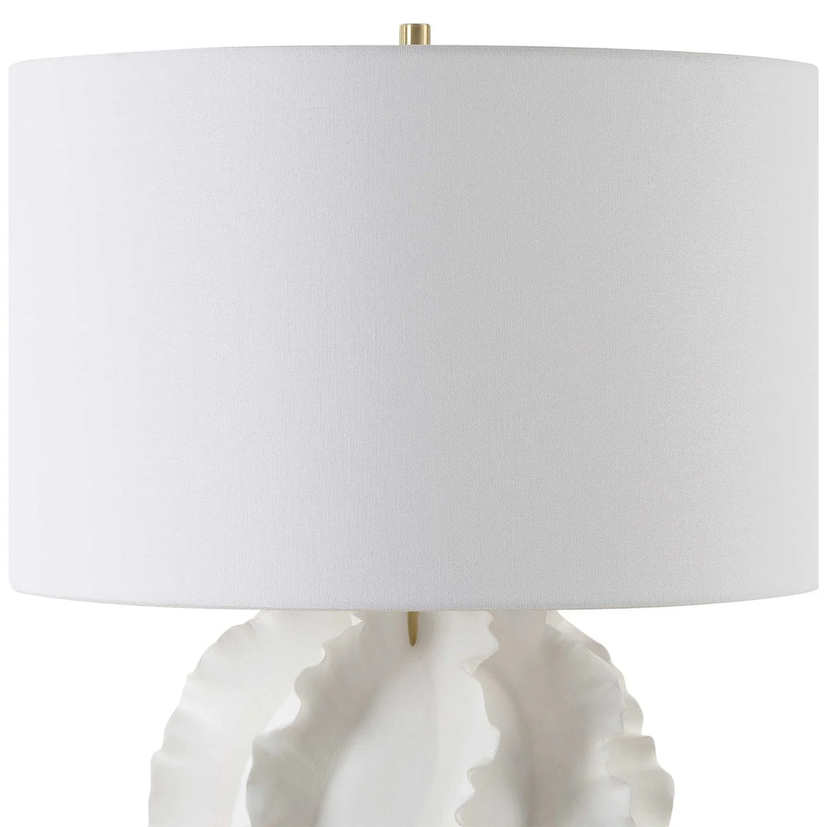Uttermost Saylor White Glazed Ceramic Table Lamp With Linen Shade - Image 5