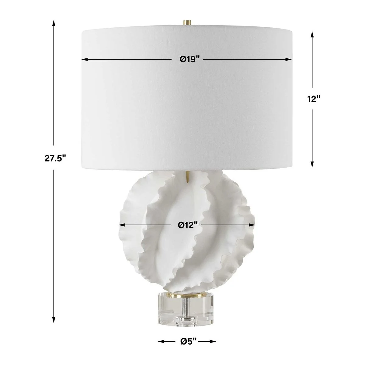 Uttermost Saylor White Glazed Ceramic Table Lamp With Linen Shade - Image 8