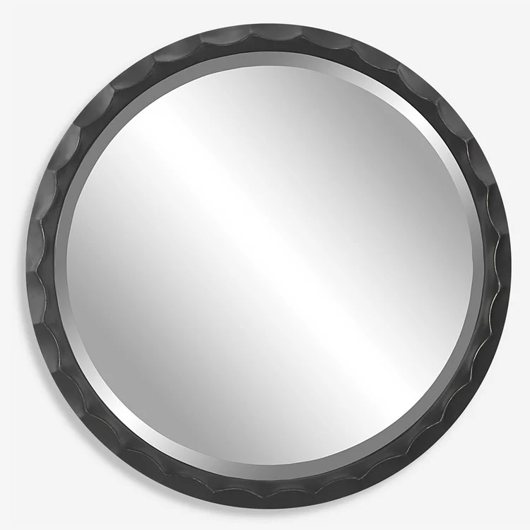 Uttermost Scalloped Edge Aged Black Round Mirror - Image 3