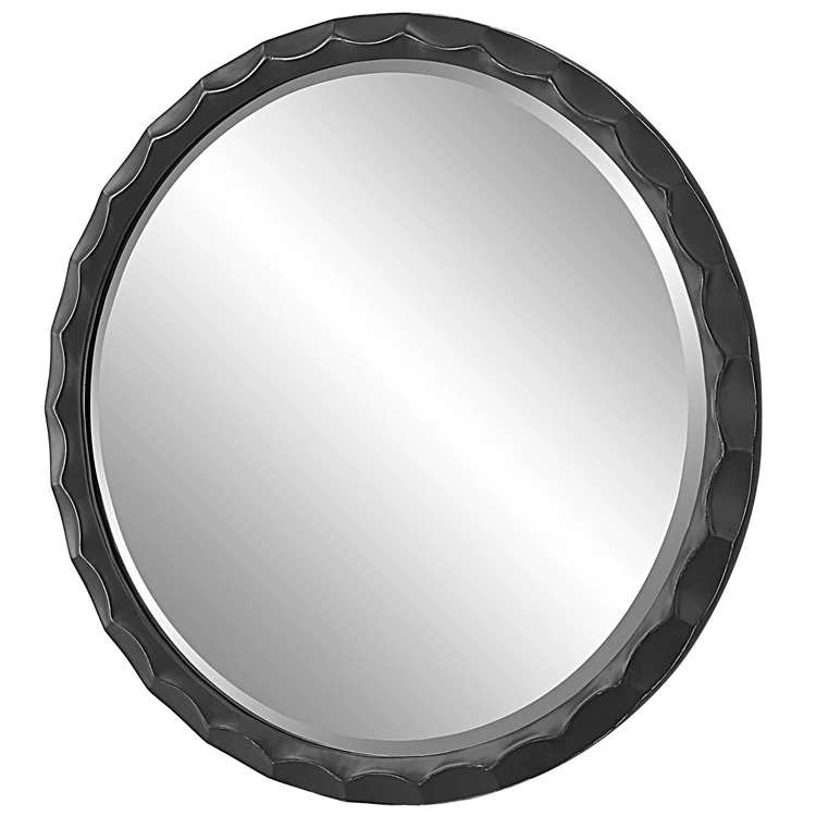Uttermost Scalloped Edge Aged Black Round Mirror - Image 5