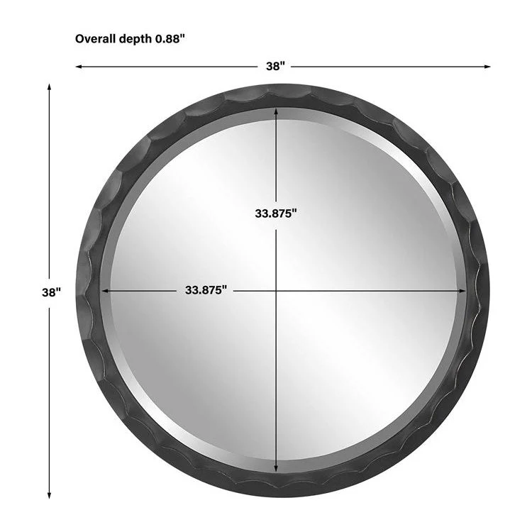 Uttermost Scalloped Edge Aged Black Round Mirror - Image 7